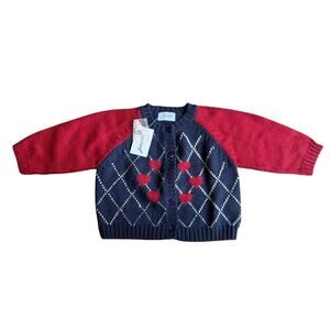 Jacadi Paris Baby Heart Wool Blend Cardigan Sweater Size 12 months